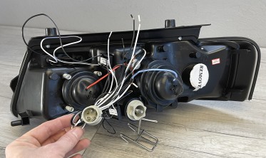 Фары передние VW Passat B5 тюнинговые с кольцами, хром фото