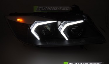 Передні фари з лінзами BMW 3 E90 sedan, E91 kombi 2005-2008 full led black фото