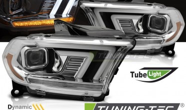 Передние тюнинг фары Dodge Durango 2010-2013 оптика с диодами tube light фото