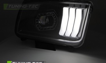 Передні тюнінг фари Ford Mustang 2004-2009 чорна оптика з діодами tube light фото