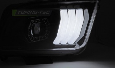 Передні тюнінг фари Ford Mustang 2004-2009 чорна оптика з діодами tube light фото