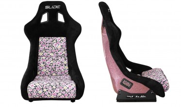Ковши cиденья Slide KS2 Premium Black & Flowers Welur Light Pink Glitter фото