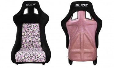 Ковши cиденья Slide KS2 Premium Black & Flowers Welur Light Pink Glitter фото