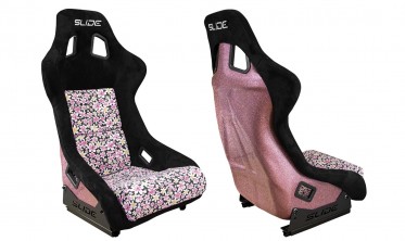Ковши cиденья Slide KS2 Premium Black & Flowers Welur Light Pink Glitter фото