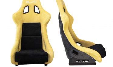 Сидіння спортивні для авто Slide KS2 Premium Black & Yellow Welur Black Glitter фото