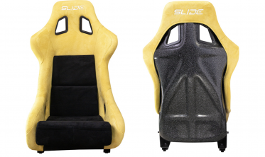 Сидіння спортивні для авто Slide KS2 Premium Black & Yellow Welur Black Glitter фото