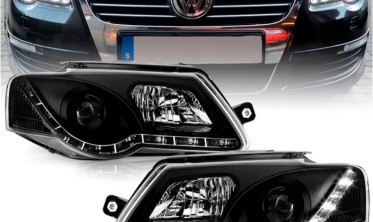 Черные тюнинг фары передние VOLKSWAGEN PASSAT B6 3С фото