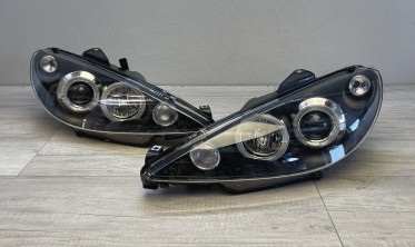Тюнінгові фари передні Peugeot 206 angel eyes, рестайлінг фото
