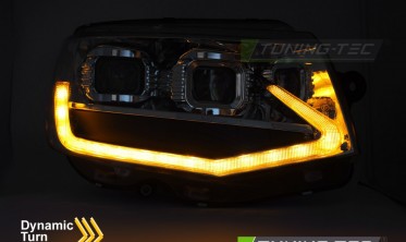 Диодные передние фары VW T6 2015-2019 черные full led фото