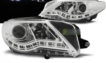 Фары передние с LED габаритами VW Passat CC билинза, хром фото