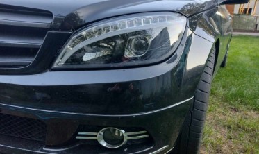 Черные фары TUBE LIGHT передние MERCEDES W204 дорестайл с led поворотами фото