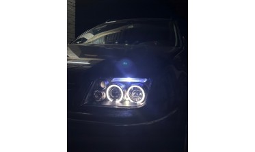 Фары передние тюнинговые VW Bora черные с кольцами фото