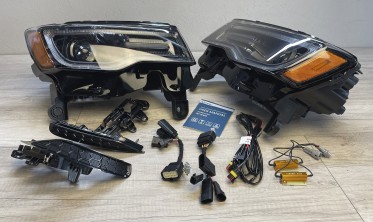 Черные led фары передние Jeep Grand Cherokee WK2 14-21 тюнинг оптика фото