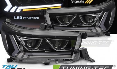 Передние лед фары Toyota Hilux 2016-2020 черные full led фото