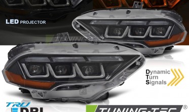 Передние тюнинг фары Ford Mustang 2018-2021 черные full led фото
