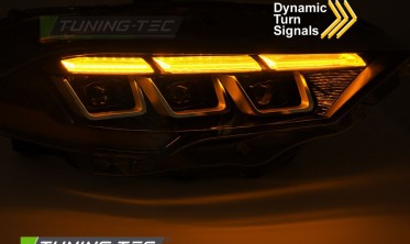 Передние тюнинг фары Ford Mustang 2018-2021 черные full led фото