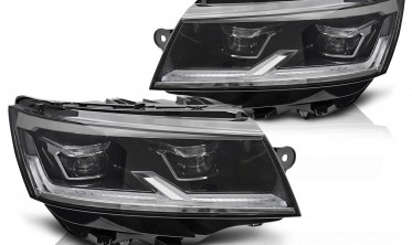 Передние тюнинг фары VW T6.1 2020-2024 черные full led фото