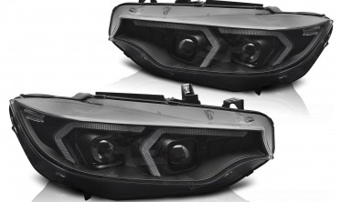 Передние фары под ксенон BMW F32, F33, F36 2013-2017 черная лед тюнинг оптика фото