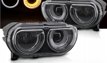 Фары передние с диодами Dodge Challenger 2008-2014 черная тюнинг оптика фото