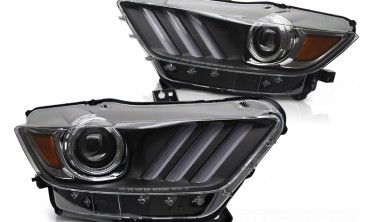 Чорні передні фари Ford Mustang 2014-2017 під ксенон фото