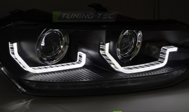 Черные передние фары VW Polo 6 2G с функцией ДХО фото