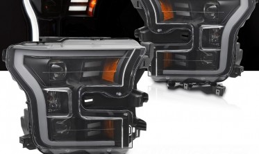 Чорні передні фари з діодами Ford F150 MK13 2014-2017 оптика тюнінгова фото