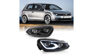 Передние фары full led для VW Golf 6 черная тюнинг оптика фото