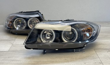 Чорні тюнінгові передні фари BMW E90 / E91 CCFL angel eyes фото