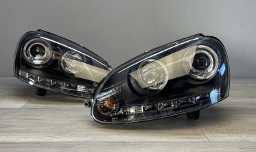 Тюнинговые фары передние VW Golf 5 / Jetta с кольцами и диодами фото