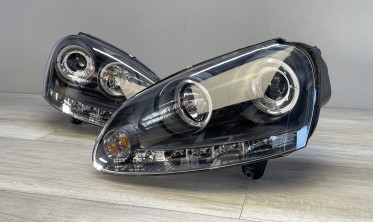 Тюнинговые фары передние VW Golf 5 / Jetta с кольцами и диодами фото