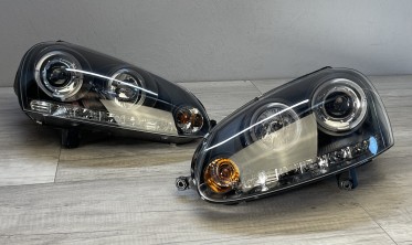 Тюнинговые фары передние VW Golf 5 / Jetta с кольцами и диодами фото