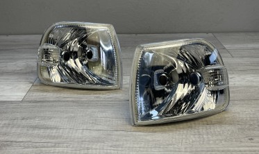 Повороты передние хромированные VW T4 рестайл, косая фара фото