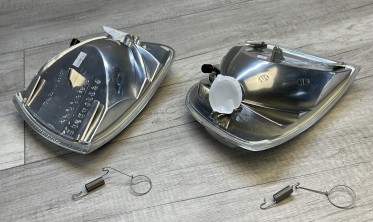 Повороты передние хромированные VW T4 рестайл, косая фара фото
