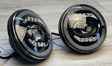 Чорні тюнінгові фари світлодіодні JEEP Wrangler TJ / LJ / JK фото