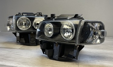Фары передние тюнинговые VW T4 рестайл Depo Angel Eyes фото
