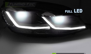 Передние фары full led VW Golf 7 2012-2017 черная оптика тюнинговая Silver line фото