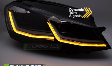 Передние фары full led VW Golf 7 2012-2017 черная оптика тюнинговая Silver line фото