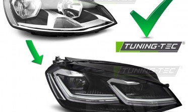 Передние фары full led VW Golf 7 2012-2017 черная оптика тюнинговая Silver line фото