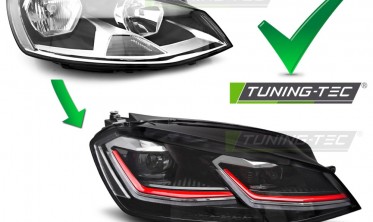 Діодні передні фари VW Golf 7 2012-2017 тюнінг оптика Red line фото