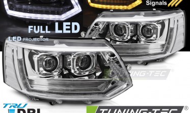Передние фары full led VW T5 2010-2015 тюнинговая оптика в стиле VW T6 фото