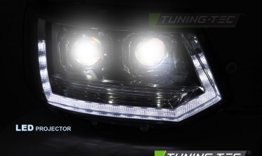 Передние фары full led VW T5 2010-2015 тюнинговая оптика в стиле VW T6 фото