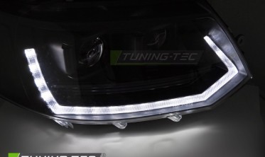 Диодные передние фары VW T5 2010-2015 черная оптика в стиле VW T6 фото