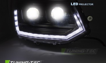 Диодные передние фары VW T5 2010-2015 черная оптика в стиле VW T6 фото