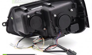 Диодные передние фары VW T5 2010-2015 черная оптика в стиле VW T6 фото