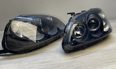 Черные фары передние Honda Civic 1995-1999 с габаритами-кольцами  фото