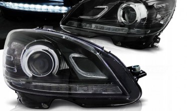 Чорні фари передні з ДХО MERCEDES З W204 2007-2010 фото