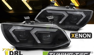 Передние фары желтые лед BMW E92, E93 2010-2013 черные тюнинг под ксенон фото