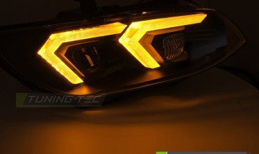 Передние фары желтые лед BMW E92, E93 2010-2013 черные тюнинг под ксенон фото