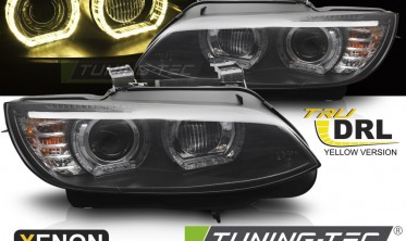 Фары передние BMW E92 / E93 под ксенон с желтыми led габаритами фото