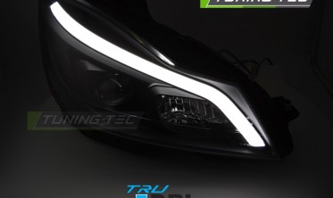 Чорні передні фари Mercedes C W204 2011-2014 тюнінг оптика з діодами Tube фото